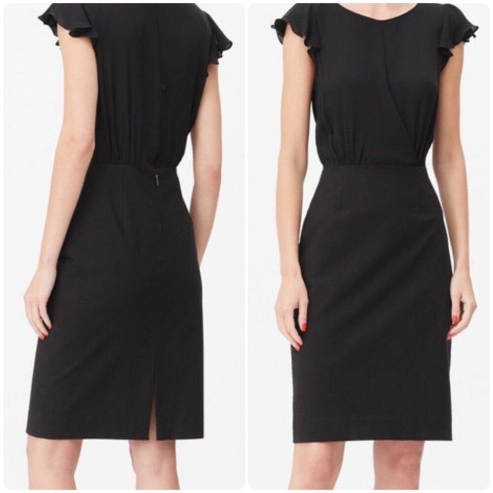 NWT Tailored Rebecca Taylor Black Silk Suit Sheath Dress Womens sz 14 Career